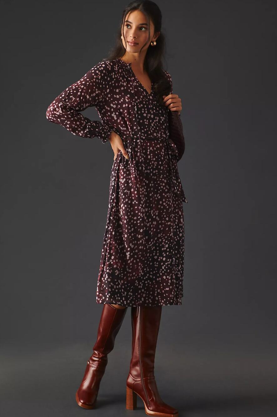 Cloth & Stone Printed Midi Dress - New Size Large
